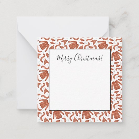 Carte De Correspondance Pull Écharpe Chapeau de Noël Rouge Blanc (Devant)
