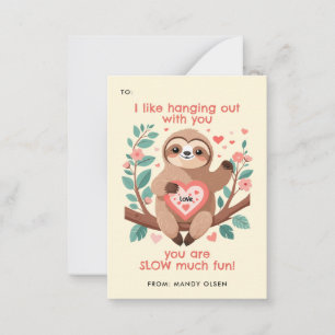 Carte De Correspondance Punny Sloth Classroom Valentine's Exchange