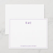 Carte De Correspondance Purple Double Border Elegant Couple Monogram (Devant / Derrière)
