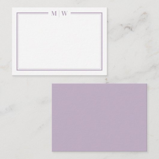 Carte De Correspondance Purple Minimalist Monogram (Devant / Derrière)