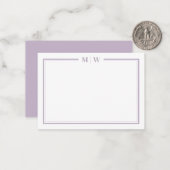 Carte De Correspondance Purple Minimalist Monogram (Devant/Arrière en situation)