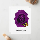 Carte De Correspondance Purple Rose & Butterfly (Devant/Arrière en situation)