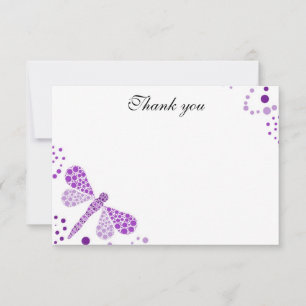 Carte De Correspondance Purple & White Dragonfly Flat Merci Note