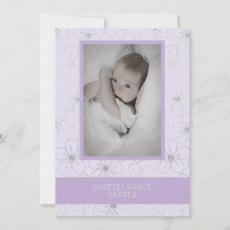 Carte De Correspondance Purple Wildflowers Silver Photo Naming Ceremony