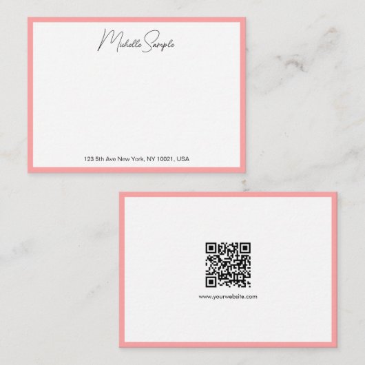 Carte De Correspondance QR Code Stylish Modern Handwritten Script Name (Devant / Derrière)