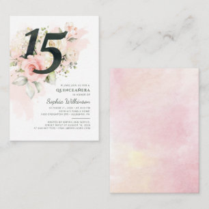 Carte De Correspondance Quinceanera 15e anniversaire Rustique Floral Moder