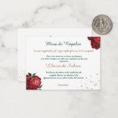 Carte De Correspondance Quinceañera Lluvia de Sobres Blanc, avec Roses rou (Devant/Arrière en situation)