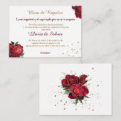 Carte De Correspondance Quinceañera Lluvia de Sobres Roses rouges blanches (Devant / Derrière)