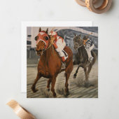 Carte De Correspondance Racing Thoroughbred est le cheval gagnant des vaca (Devant/Arrière en situation)