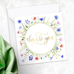 Carte De Correspondance Rainbow Fleur sauvage Gold Script Merci