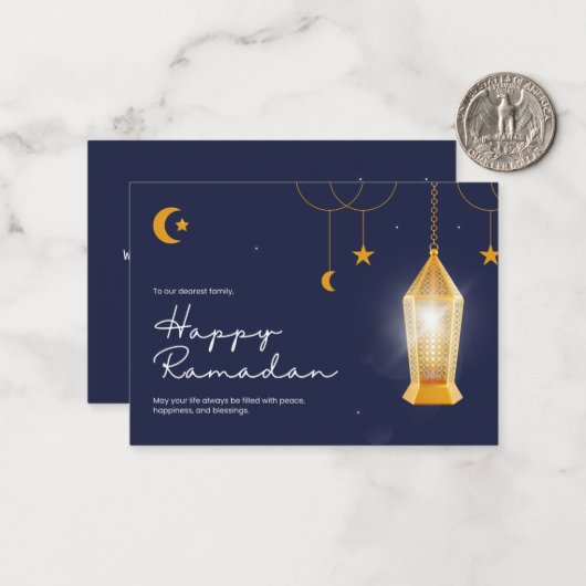 Carte De Correspondance Ramadan Kareem bleu (Devant/Arrière en situation)