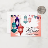 Carte De Correspondance Ramadan Kareem lanterne islamique (Devant/Arrière en situation)