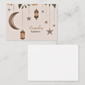 Carte De Correspondance Ramadan Kareem lune et étoiles (Devant / Derrière)