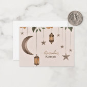 Carte De Correspondance Ramadan Kareem lune et étoiles (Devant/Arrière en situation)
