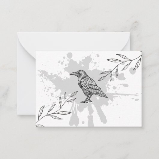 Carte de correspondance Raven Ink et Branches (Devant)