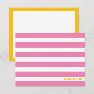 Carte De Correspondance Rayures Prépa Rose & Jaune Clair Clair Mignon