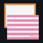 Carte De Correspondance Rayures Prépa Rose & Orange Tout à fait Fille<br><div class="desc">Cette conception preppy présente un espace pour un nom à l'avant et beaucoup d'espace blanc pour une note au dos. Cliquez sur le bouton Personnaliser si vous souhaitez déplacer ou redimensionner les images et modifier davantage le texte ! Des variations de cette conception, des couleurs supplémentaires, ainsi que des produits...</div>