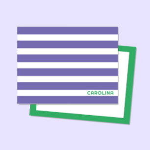 Carte De Correspondance Rayures Prépa Violet et Vert Clair Mignon Féminin