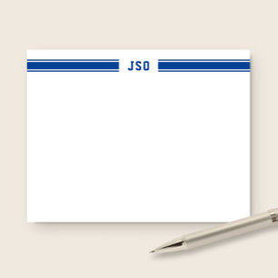 Carte De Correspondance Rayures sportives monogramme bleu et blanc masculi