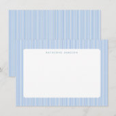 Carte De Correspondance Rayures verticales bleues Monogramme côtier (Devant / Derrière)