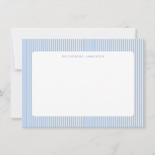 Carte De Correspondance Rayures verticales bleues Monogramme côtier