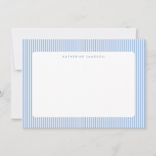 Carte De Correspondance Rayures verticales bleues Monogramme côtier (Devant)