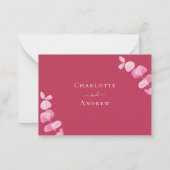 Carte De Correspondance Réaction mariage Magenta eucalyptus RSVP (Dos)