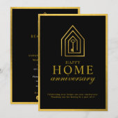 Carte De Correspondance Real Estate Agent Happy Home Anniversary Gold Key (Devant / Derrière)