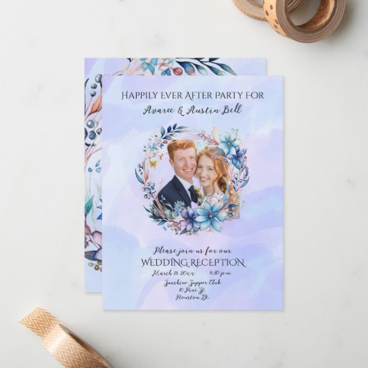 Carte De Correspondance Réception de mariage après la fête (Devant/Arrière en situation)