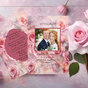 Carte De Correspondance Réception de mariage après la fête Fête rose