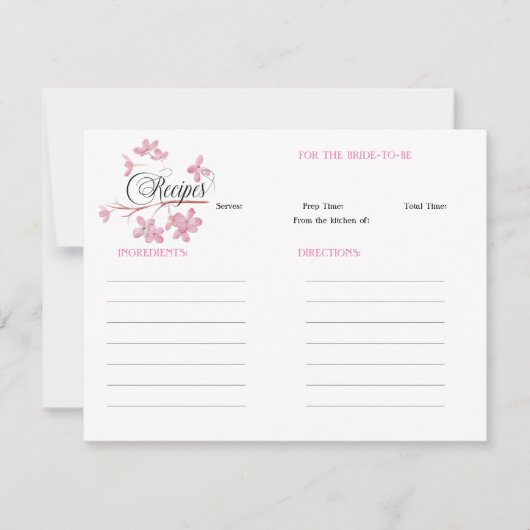 Carte De Correspondance Recette de Fête des mariées de fleurs roses (Devant)