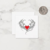 Carte De Correspondance Red Angel Coeur avec ailes (Devant/Arrière en situation)