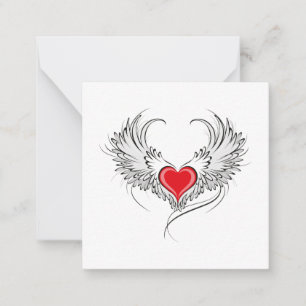 Carte De Correspondance Red Angel Coeur avec ailes