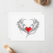 Carte De Correspondance Red Angel Coeur avec ailes (Devant/Arrière en situation)