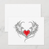 Carte De Correspondance Red Angel Coeur avec ailes (Devant / Derrière)