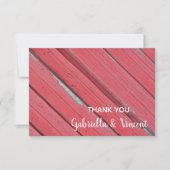 Carte De Correspondance Red Barn Mariage campagnard en bois Merci Note (Devant)