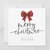 Carte De Correspondance Red Bow Company QR logo Merry Christmas Square (Devant)