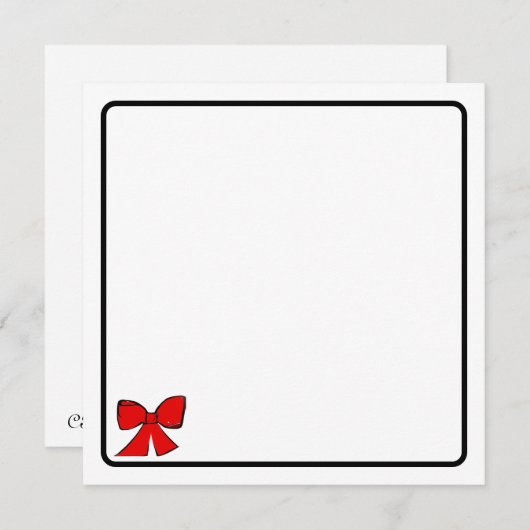 Carte De Correspondance Red bow note card (Devant / Derrière)