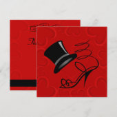 Carte De Correspondance Red Hearts Top Hat High Heels Merci Note (Devant / Derrière)