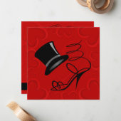 Carte De Correspondance Red Hearts Top Hat High Heels Merci Note (Devant/Arrière en situation)