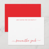 Carte De Correspondance Red Stylish Script Elegant Minimalist (Devant / Derrière)