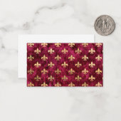 Carte De Correspondance Red Velvet Fleur de Lis Mardi gras d'Orleans (Devant/Arrière en situation)