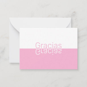 Carte De Correspondance Réflexion blanche et rose Merci espagnol moderne