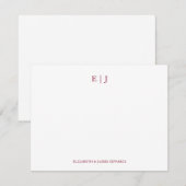 Carte De Correspondance Regal Burgundy Red Monogram Initials Personalized (Devant / Derrière)