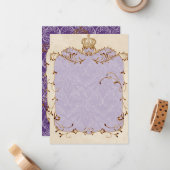 Carte De Correspondance Regal Egrets, Swirls & Damask - Merci Notes (Devant/Arrière en situation)