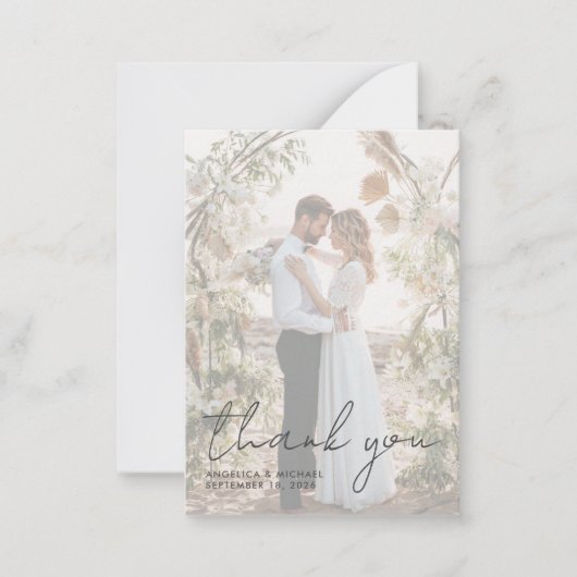 Carte De Correspondance Reincement photo moderne Script Mariage Merci (Devant)