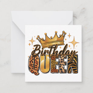 Carte De Correspondance Reine d'anniversaire avec léopard à couronne dorée