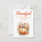 Carte De Correspondance remerciant citrouille de l'aquarelle grâces budget (Devant)