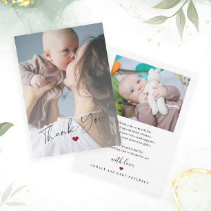 Carte De Correspondance Remerciement bébé 2 photos script simple merci