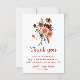 Carte De Correspondance Remerciement de Baby Shower Fleur Terracotta